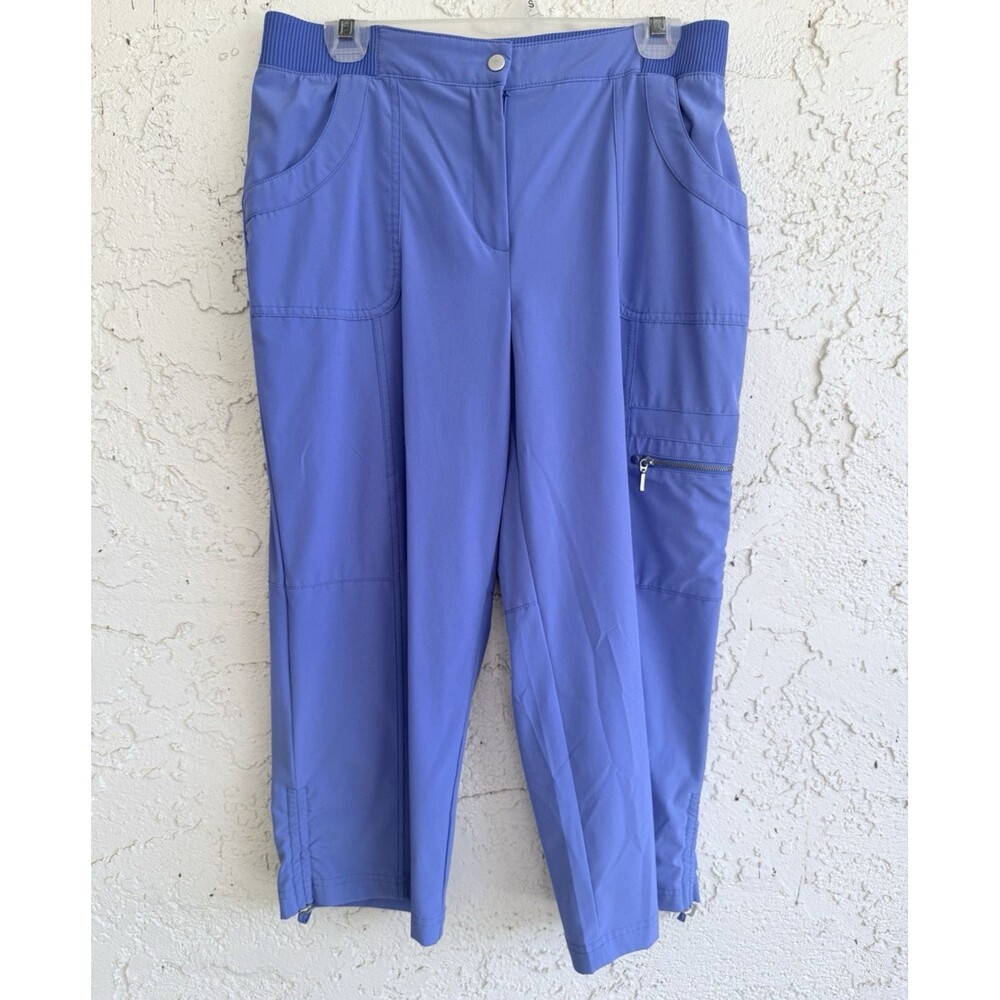 CHICO'S Zenergy Cropped Capri Pant Blue Cargo Stretch Size 1 (Medium)